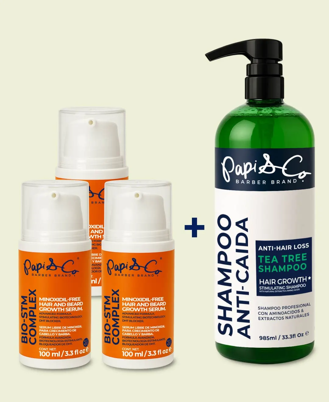full-vato-kit Tratamiento anticaída para hombre con Bio-STM y shampoo Tea Tree para estimular el crecimiento del cabello.