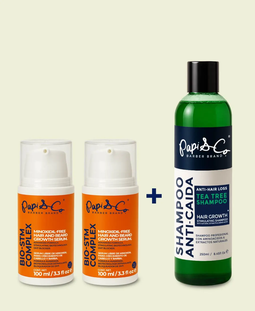 power-kit Tratamiento anticaída para hombre con Bio-STM y shampoo Tea Tree para estimular el crecimiento del cabello.